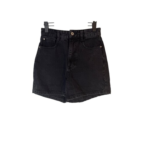 ZARA Size 2 Black High-Waisted Denim Shorts - Picture 1 of 14